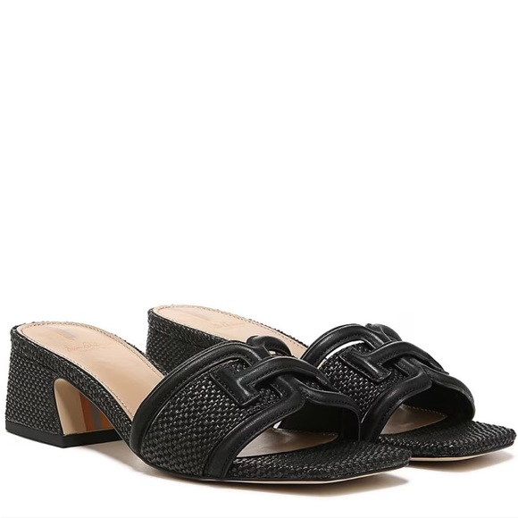 Sam Edelman Shoes - GU Sam Edelman Waylon Leather and Raffia Double E Detail Slide Sandals 9